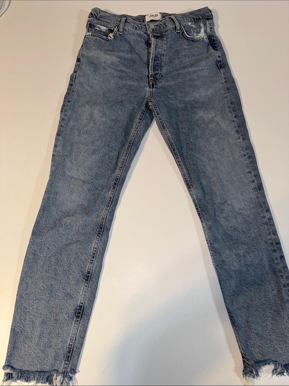 Women’s Agolde Straight Leg Distressed Light Blue Denim Jeans size 27